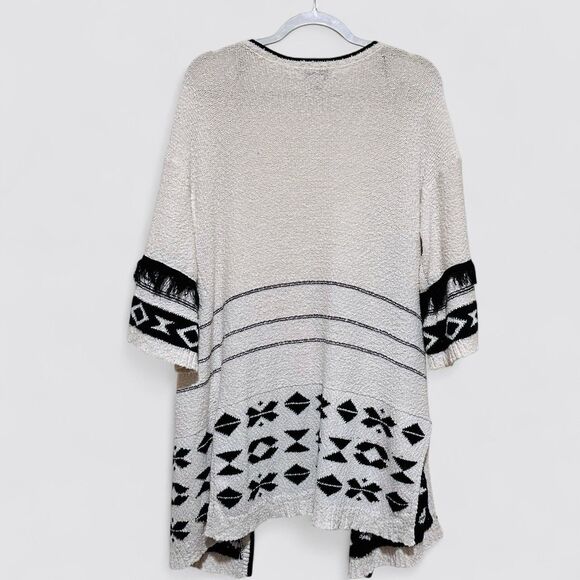 Rachel Zoe Womens Duster Cardigan Dutton 1X Gray Aztec Boho Southwestern Fringe - Picture 2 of 8